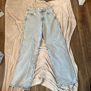 blue wide leg jeans
